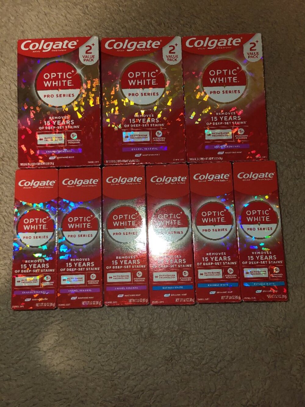 Colgate Optic White Pro Series Toothpaste 12 Tubes Total New Unopened